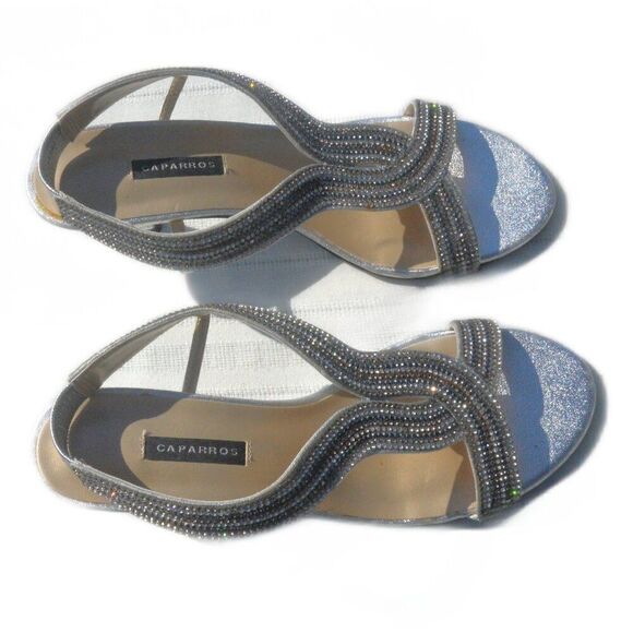 Caparros Heeled Sandals with Silver Rhinestones Size 8 1/2 B - Picture 2 of 7